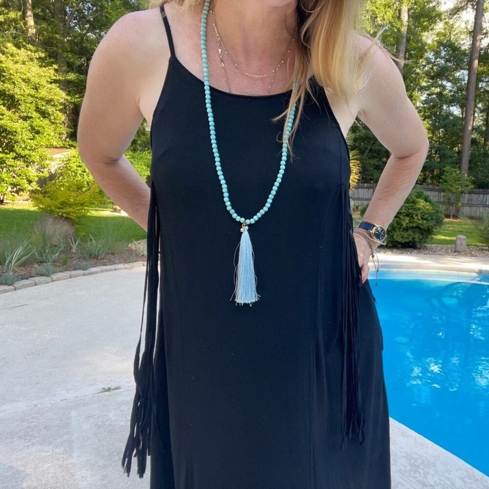 NWT Very J knit cowgirl fringe shift dress
